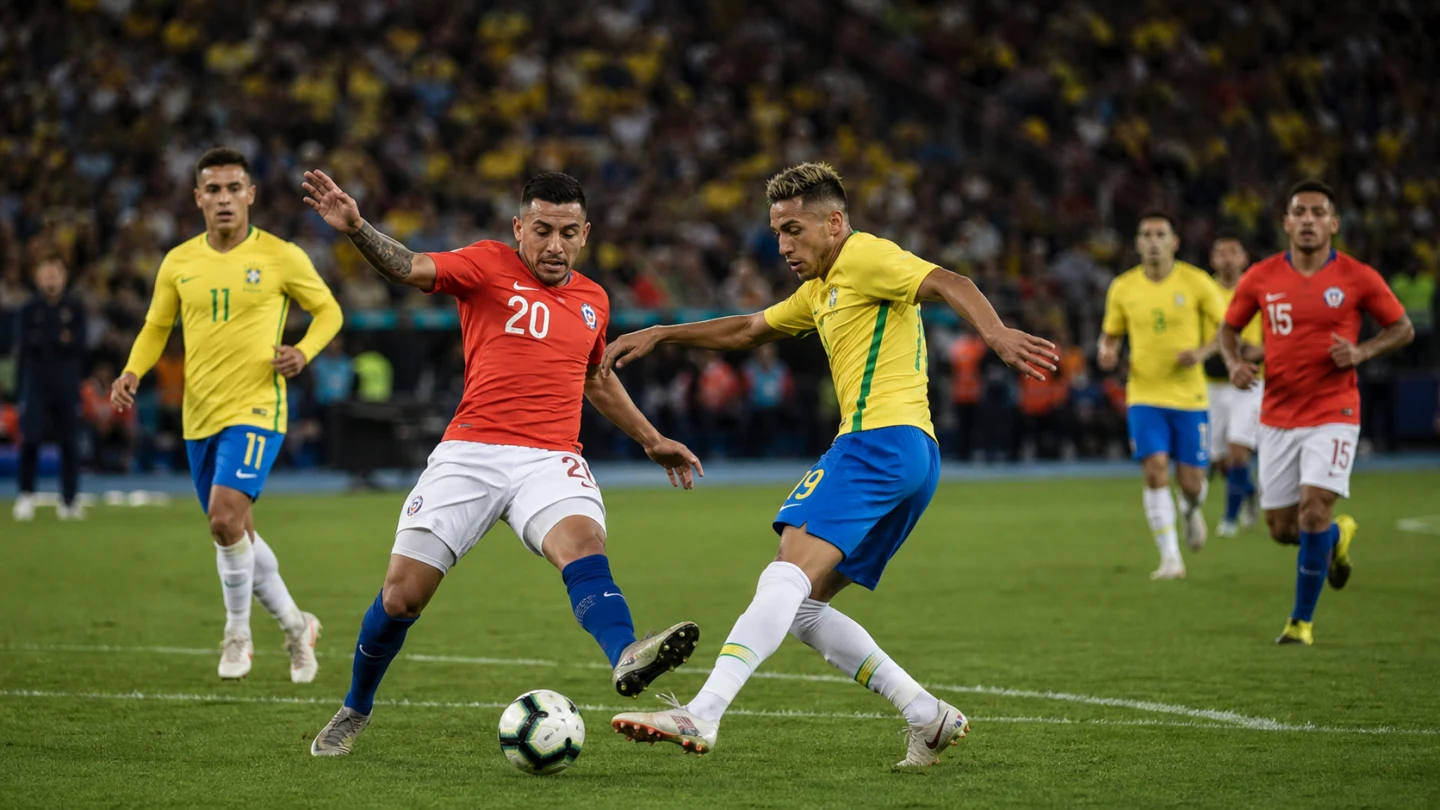 Hörnflagga och fotbollsplan under strålkastare inför Copa América.